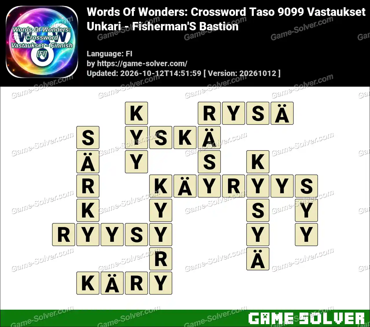 Words Of Wonders: Crossword Taso 9099 Vastaukset – Unkari – Fisherman’S Bastion